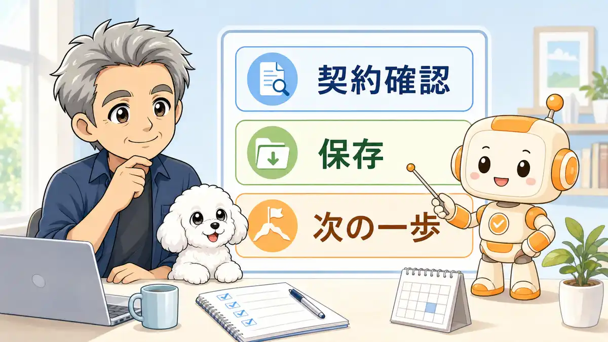 Claude Coworkの解約前に確認を終えて落ち着いて次の行動へ進むたかとコワークン