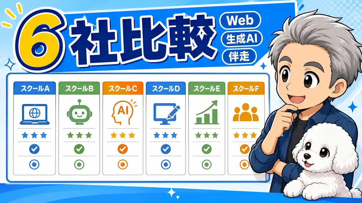 AIスクール6社を目的別に比較するボード