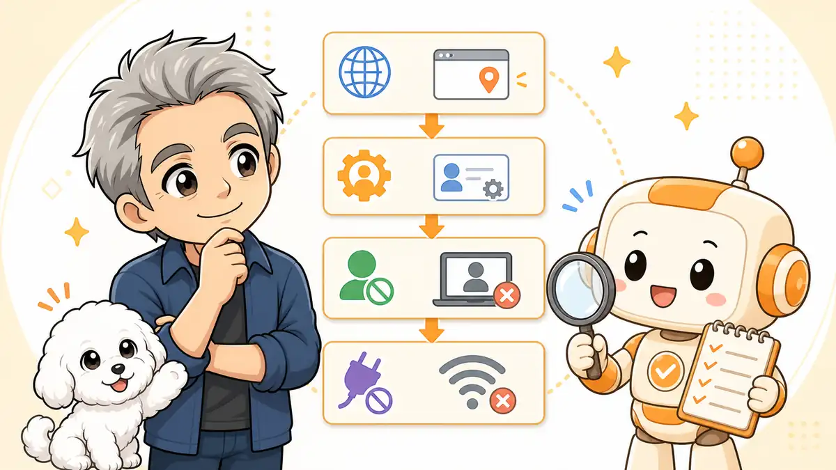 1Password連携がつながらないときにURLから順番に確認するたかとコワークン