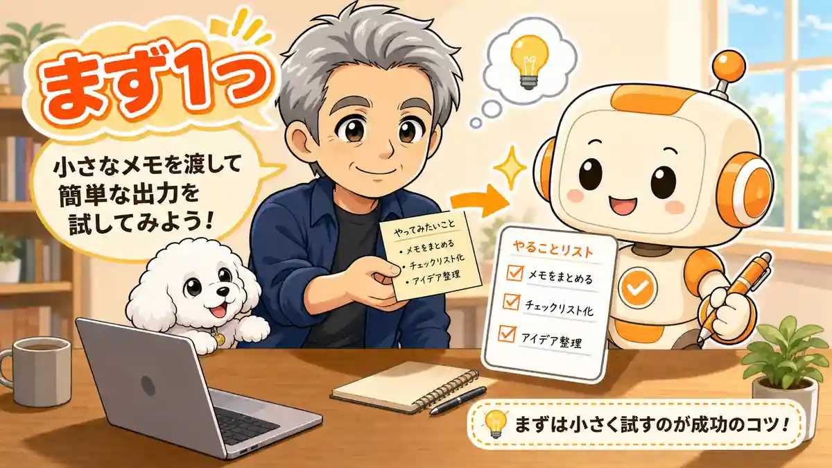 小さなメモを渡して最初のタスクを試すたかとコワークン