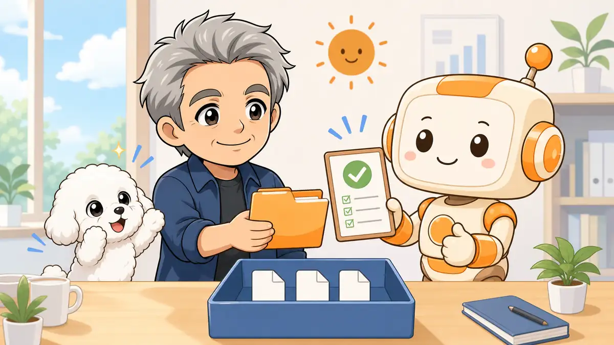 専用フォルダの3ファイルでClaude Coworkへ最初の1件を頼む場面