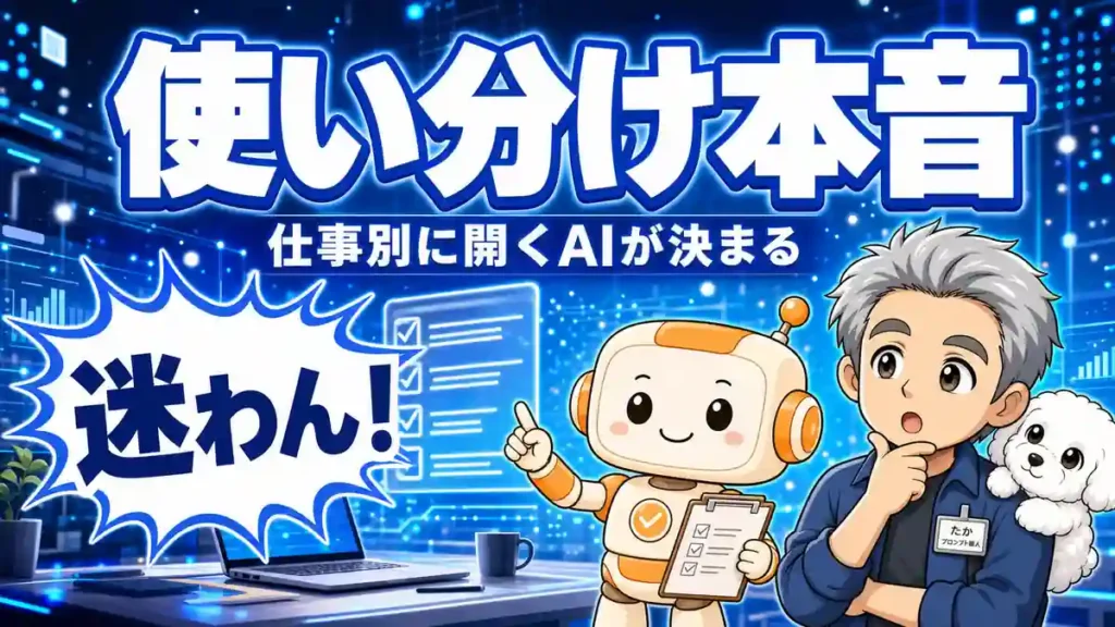 ChatGPTとGeminiとClaudeの使い分けで迷う人に仕事別の選び方を示すアイキャッチ画像
