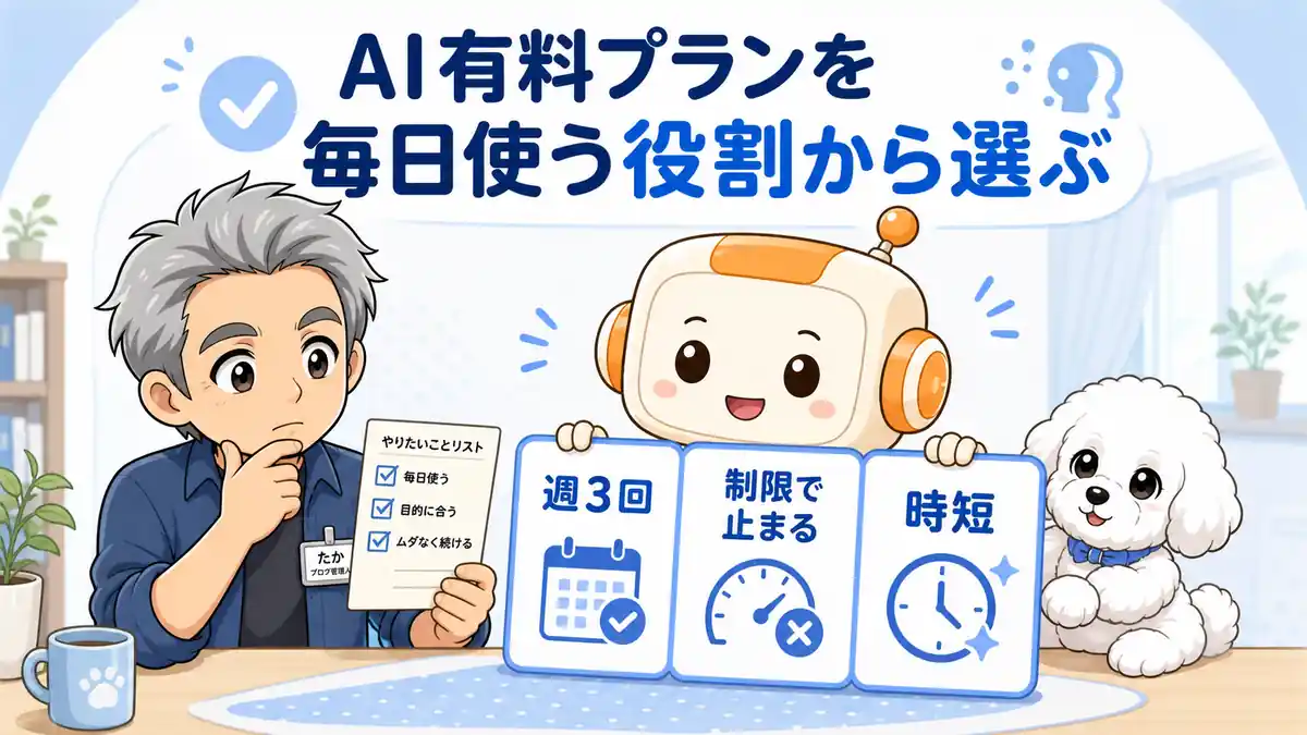 AIの有料プランを毎日使う役割と使用頻度で考えるたかとコワークン