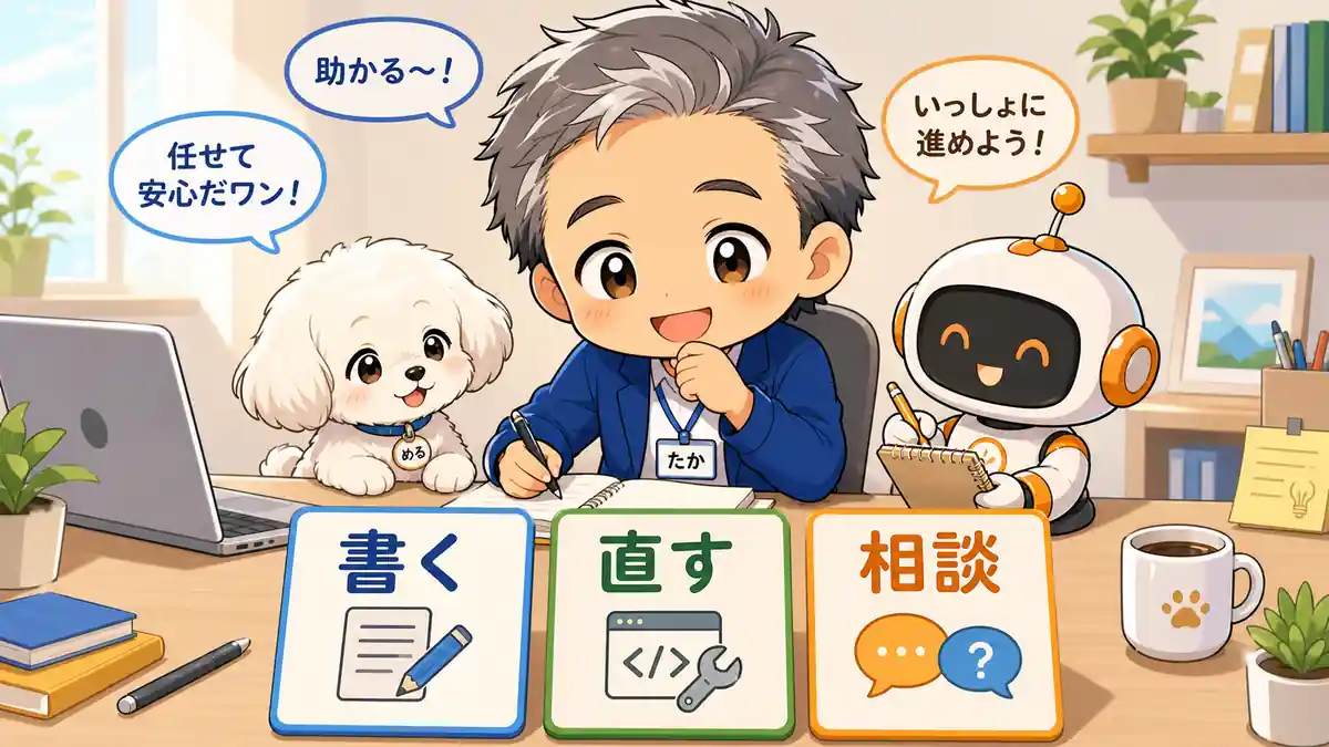 AIコーディングツールでコード作成や修正を相談するたかとコワークン