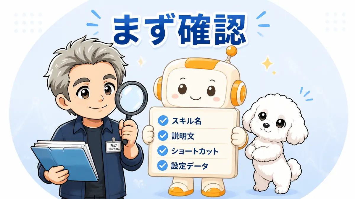 Codexスキルが消えた時にファイルと設定を確認するたかとコワークン