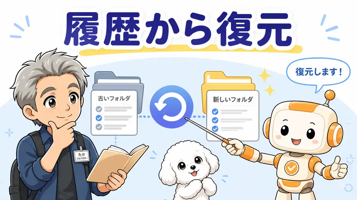 履歴やバックアップからCodexスキルのフォルダを復元する様子
