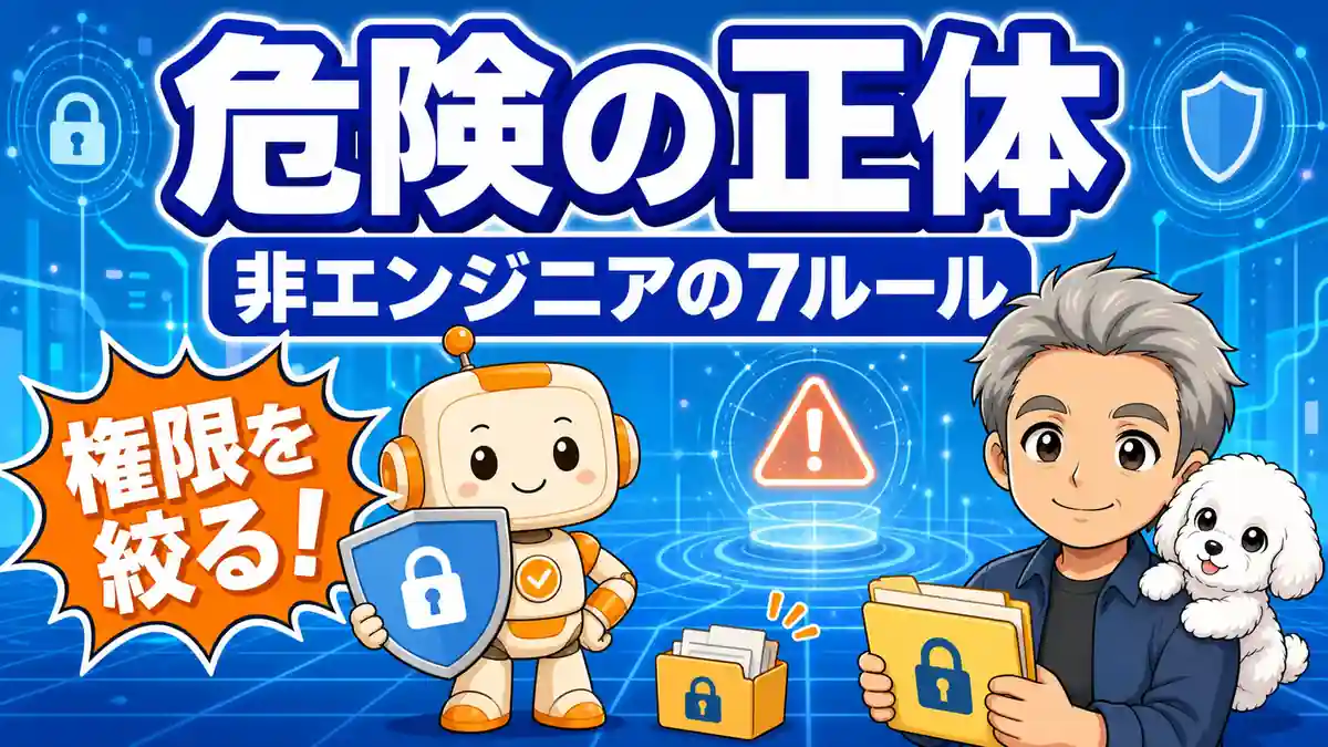 Codexの危険性と非エンジニア向け7つの安全ルールを盾と鍵で示すアイキャッチ