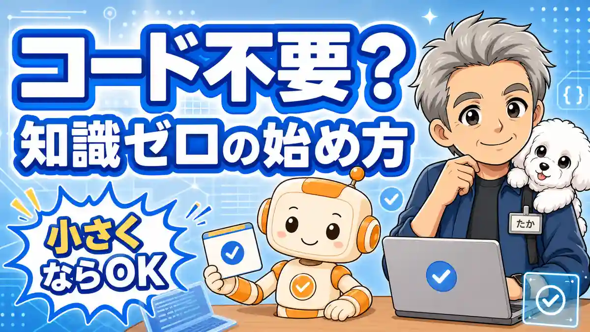 プログラミング知識ゼロでもCodexを小さく始められることを伝える、たか・める・コワークンのアイキャッチ