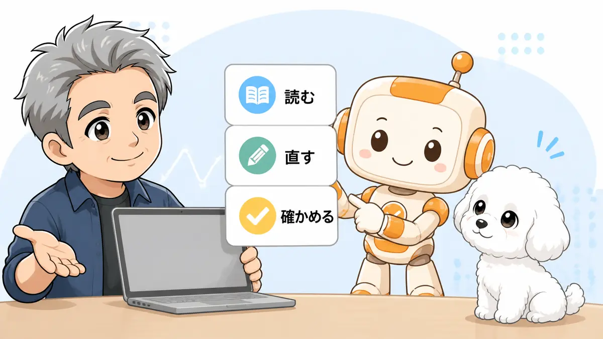 Codexが読む・直す・確かめる流れを説明するたか・める・コワークン
