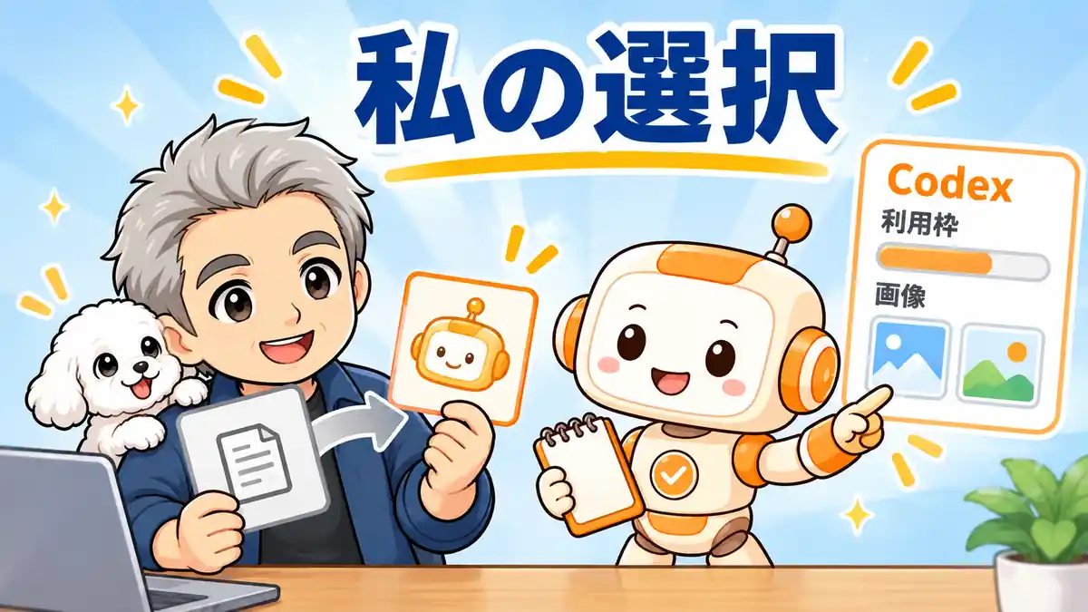 Claude CoworkからCodexへ乗り換えた理由を利用枠と画像のカードで考えるたかとコワークン
