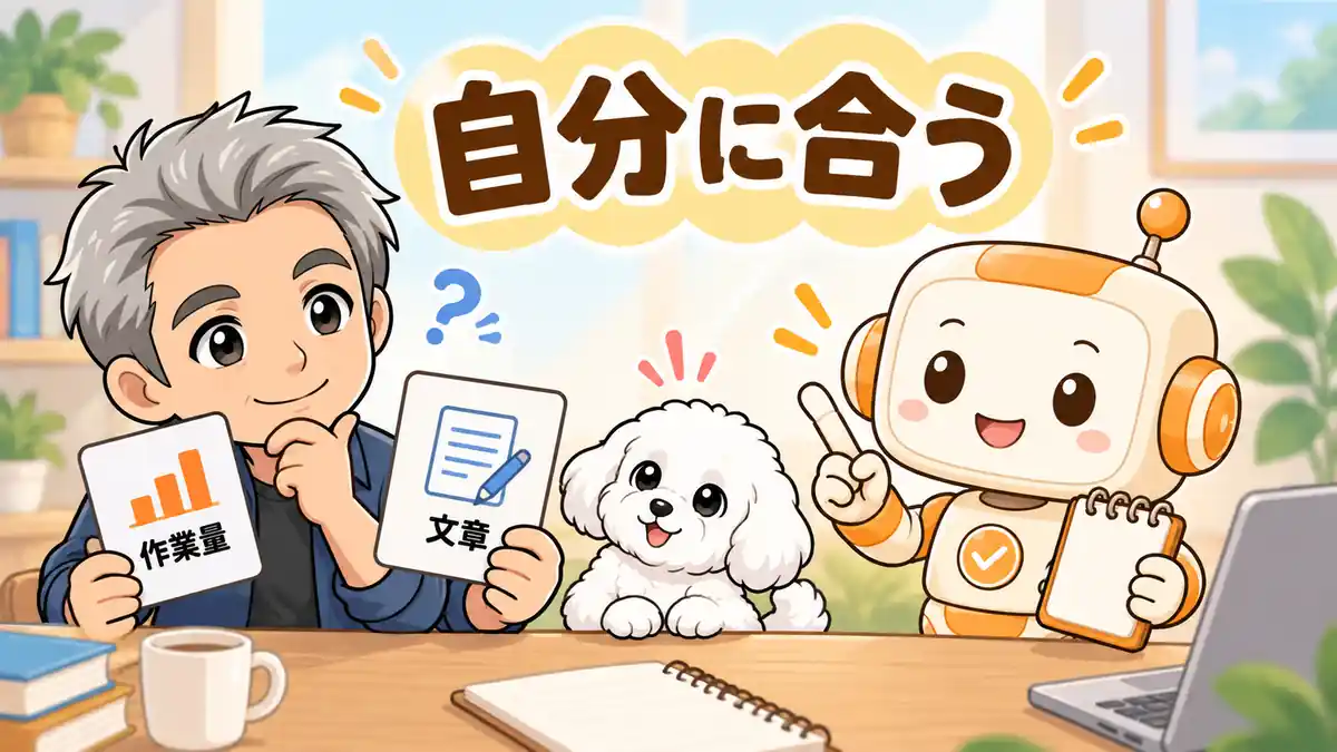 作業量と文章の好みを比べて自分に合う道具を考えるたかとコワークン