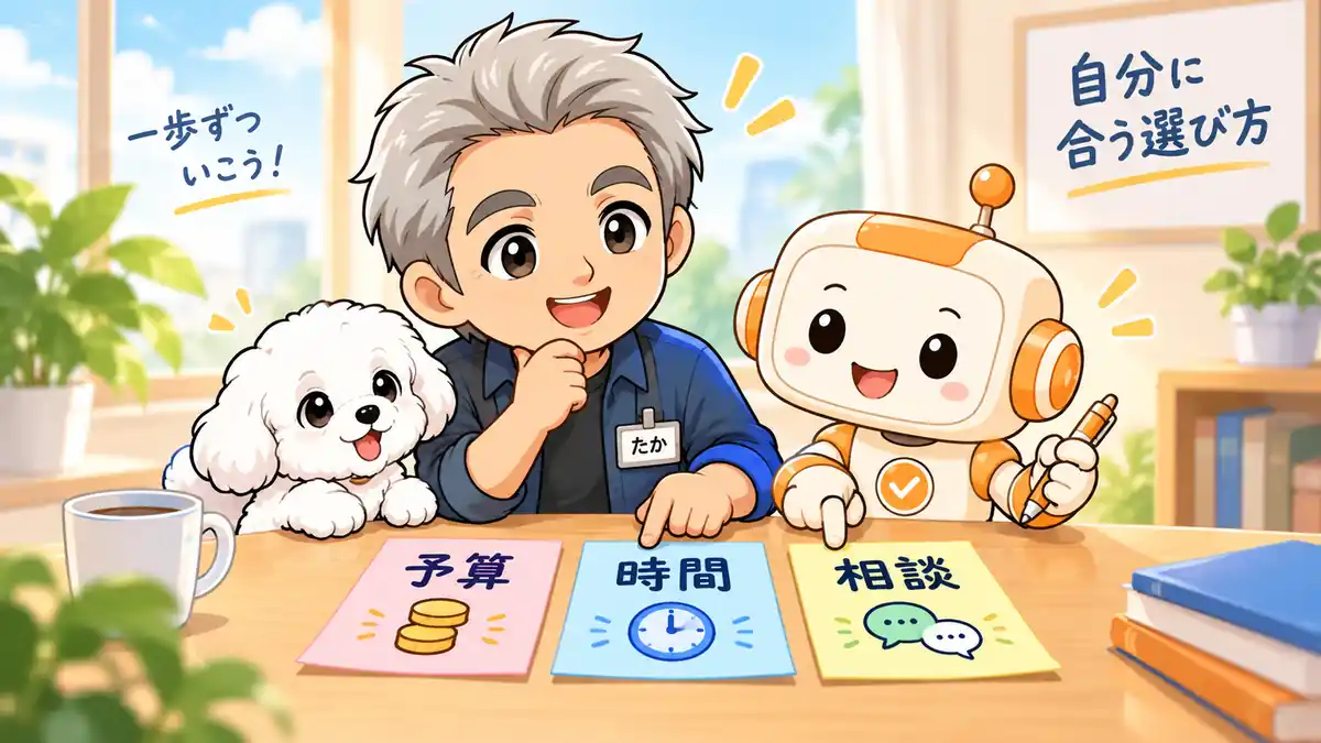 予算と学習時間と相談方法を決めて一歩進むたかたち