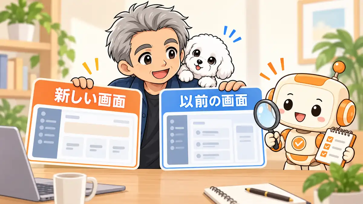 Coworkの選択肢が消えた画面と残る画面を見比べるたかとコワークン