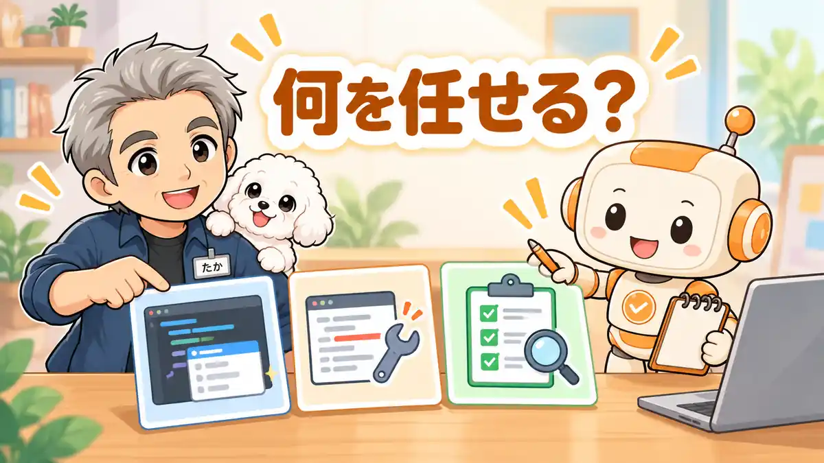 補完、修正、テストの作業を整理するたかとコワークン