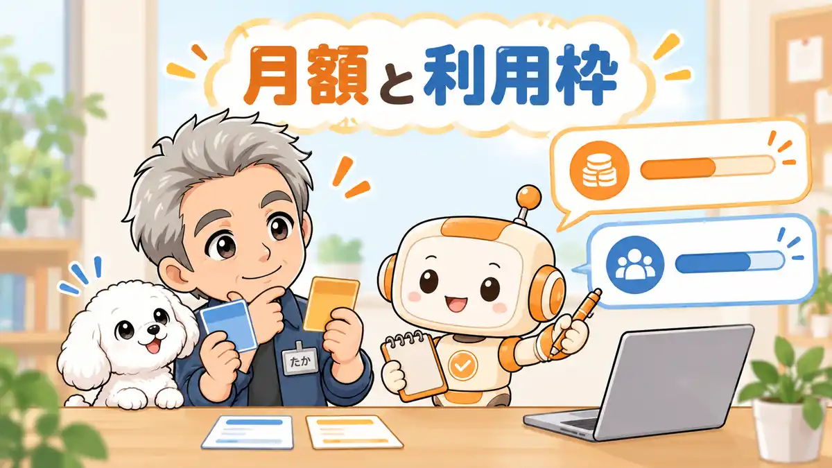 月額料金と利用枠を分けて確認するたかとコワークン