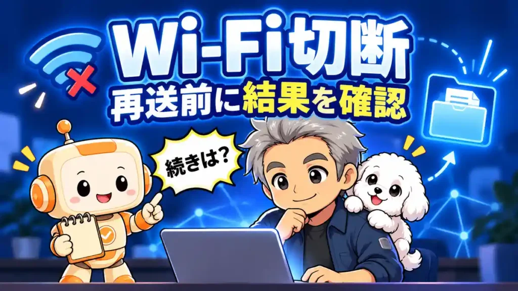 CodexでWi-Fiが切れたときに再送前の結果確認を案内するたかとめる、コワークン