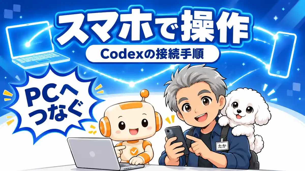Codexをスマホから使う接続手順を案内するたか、める、コワークン