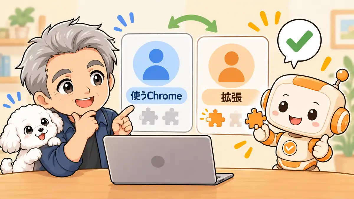拡張機能を入れたChromeと使うプロファイルの一致を確認するたかとコワークン