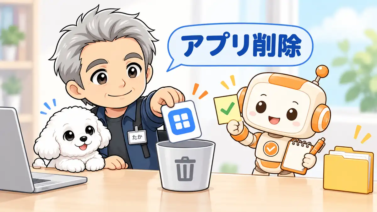 パソコンのアプリだけを選んで削除方法を確認するたかとコワークン