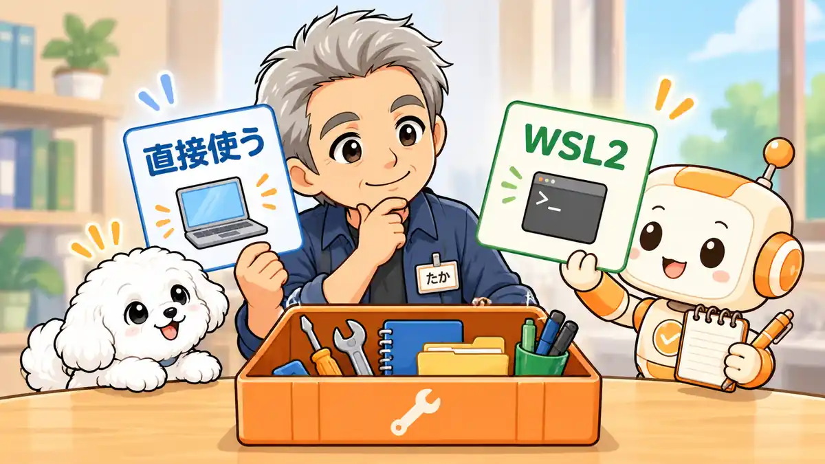Windowsで直接使う方法とWSL2を比べ、必要な準備を選ぶたかとコワークン
