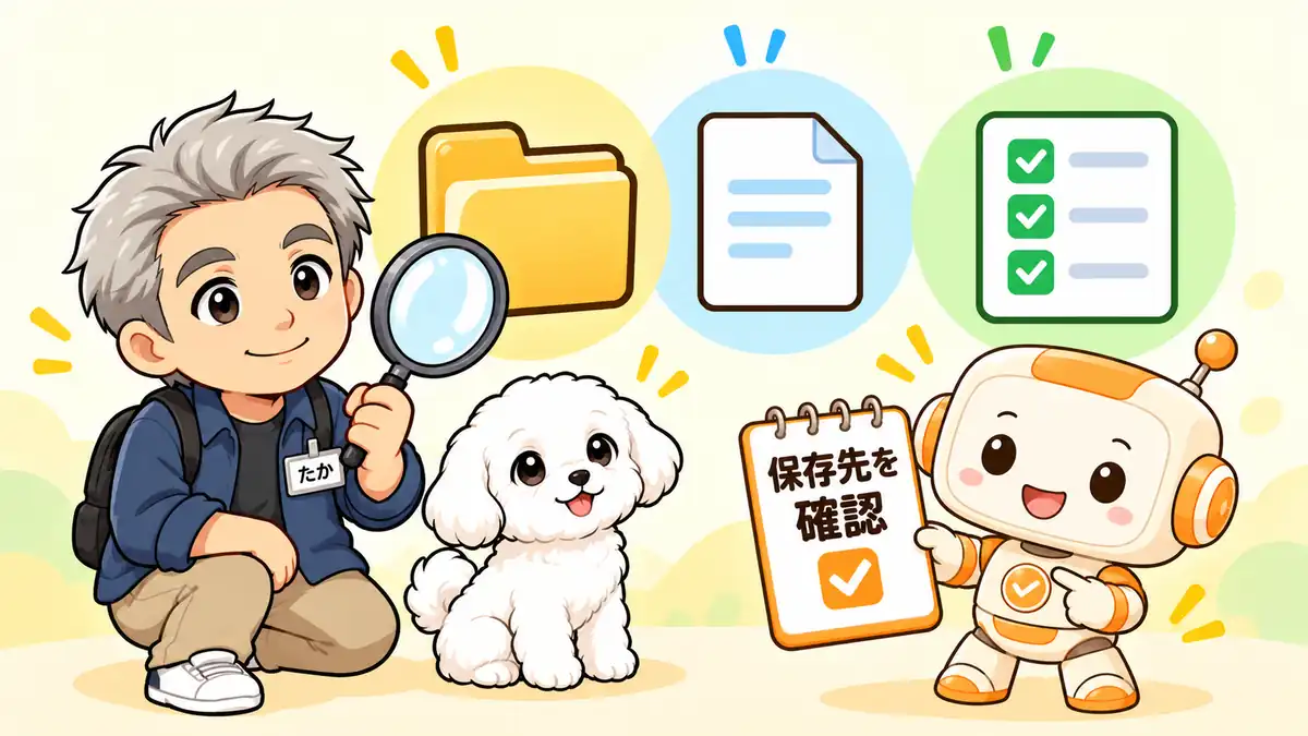 ファイルが見えないときに保存先と作業場所を確認するたかとコワークン