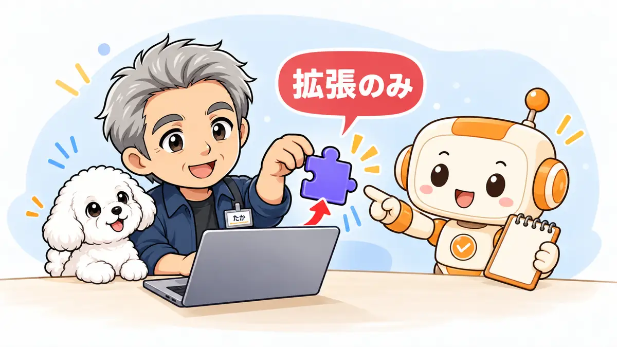 パソコン本体を残し拡張機能だけを整理するたかとコワークン